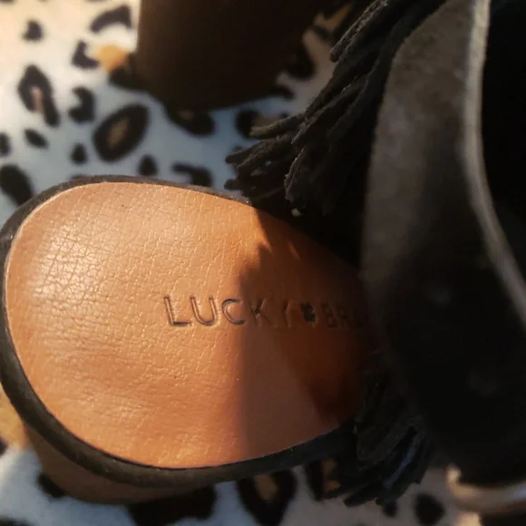 Women's Lucky Brand NEW Without Tags Black Leather Peep-Toe Heeled Sandals - Picture 2 of 4